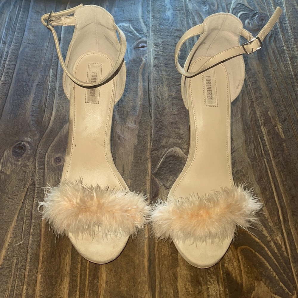 Suede Feathered Kitten Heels
